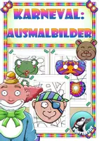 Vorschau - Arbeitsblätter - Karneval - Fasching: Bunte Ausmalbilder gestalten #faschingbeieduki - Deckblatt