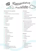 Vorschau - Anderer Materialtyp - Packliste Klassenfahrt: Mit Checkliste an Alles gedacht! - Deckblatt