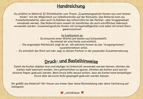 Vorschau - Stationenlernen - Zusammengesetzte Nomen: Würfelkartei - Nomen + Nomen (Klasse 2-4) - Seite 1