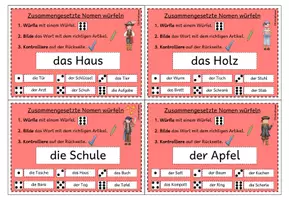 Vorschau - Stationenlernen - Zusammengesetzte Nomen: Würfelkartei - Nomen + Nomen (Klasse 2-4) - Seite 2