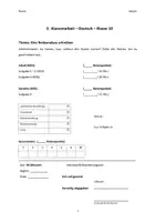 Vorschau - Klassenarbeiten - Klassenarbeit zur Redeanalyse (Rede von Willy Brandt, 1989) - Deckblatt