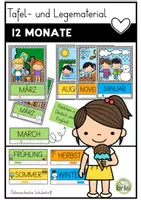 Vorschau - Poster - Jahreszeiten und Monate - Wort-Bild-Karten - Month of the year - Deckblatt