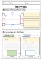 Vorschau - Arbeitsblätter - Merkblatt Rechteck: Eigenschaften, Flächeninhalt und Umfang berechnen - Seite 3