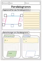 Vorschau - Arbeitsblätter - Merkblatt Parallelogramm: Eigenschaften, Flächeninhalt und Umfang berechnen - Seite 3