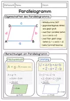 Vorschau - Arbeitsblätter - Merkblatt Parallelogramm: Eigenschaften, Flächeninhalt und Umfang berechnen - Seite 2