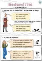 Aperçu - Feuilles d'exercices - Allemand - Expressions courantes sur le thème : "In der Metzgerei" - Page 1