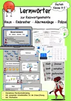 Vorschau - Arbeitsblätter - Reizwortgeschichte - passende Lernwörter (interaktiv) üben - Haus-Einbrecher-Alarmanlage-Polizei - Deckblatt