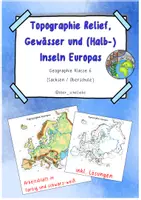 Vorschau - Arbeitsblätter - Topographie Relief, Gewässer, (Halb-) Inseln Europas - Deckblatt
