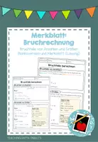 Vorschau - Arbeitsblätter - Merkblatt: Bruchteile von Anzahlen und Größen berechnen - Deckblatt