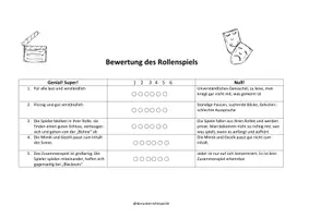 Vorschau - Arbeitsblätter - Ruckzuck-Bewertung für Rollenspiele - Seite 1