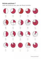 Vorschau - Arbeitsblätter - Arbeitsblatt Brüche selber zeichnen (2-fach differenziert) - Seite 2