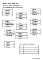 Vorschau - Arbeitsblätter - Ordne nach dem ABC - nach 4. Buchstaben - Deckblatt