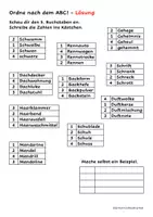 Vorschau - Arbeitsblätter - Ordne nach dem ABC - nach 5. Buchstaben - Seite 1