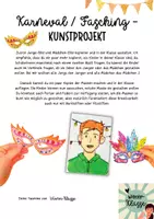 Vorschau - Mal- und Bastelvorlagen - Lustige Fasching-Masken Bastelvorlage / Kunstprojekt (6 versch. Masken!) - Seite 1