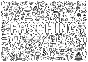 Vorschau - Mal- und Bastelvorlagen - Doodle Ausmalbilder für Karneval & Fasching 🎉 Kunstidee - Seite 2