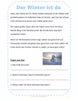 Vorschau - Arbeitsblätter - Kurzgeschichten Winter - Leseverständnis - Seite 1
