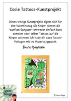 Vorschau - Mal- und Bastelvorlagen - Valentinstag: Coole Tattoos - 4 verschiedene Ausmalbilder - Seite 1