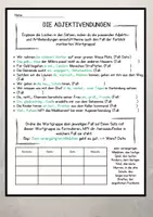 Vorschau - Arbeitsblätter - Adjektivendungen in Sätzen - Adjektive deklinieren - Deckblatt