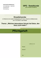 Vorschau - Stundenentwürfe - Lehrprobe Mittelalter Politik Sozialkunde Grundrechte - Deckblatt