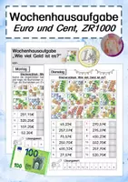 Vorschau - Arbeitsblätter - Wochenhausaufgabe: Geld ZR1000 (Euro und Cent) - Deckblatt