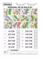 Vorschau - Arbeitsblätter - Wochenhausaufgabe: Geld ZR1000 (Euro und Cent) - Seite 2