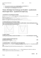 Vorschau - Test - LK 2 beliebige Verschiebung von Parabeln JGST 9 - Deckblatt