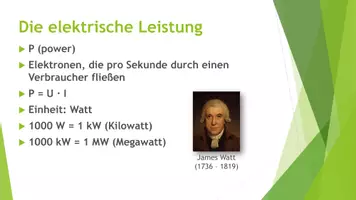 Vorschau - Präsentationen/Tafelbilder - Elektrische Arbeit und Leistung (Präsentation und H5P) - Seite 1
