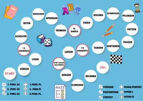 Vorschau - Spiele - Spiel Zeitformen (Tempus) bilden/üben (Würfel) - Seite 1