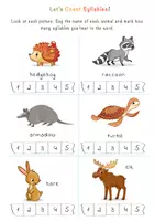 Vista previa - Hojas de trabajo - Collection Syllable Worksheets (seasons words+animal words) - página 2