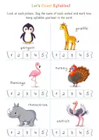 Vista previa - Hojas de trabajo - Collection Syllable Worksheets (seasons words+animal words) - página 3