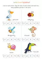 Vista previa - Hojas de trabajo - Syllable Counting Cards (animals) + answers / Tarjetas de conteo de sílabas (animales) + respuestas - página 3