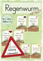 Vorschau - Stationenlernen - Der Regenwurm (Stationsschilder + Reihentransparenz) - Deckblatt