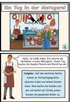 Vorschau - Aufgabenkarten - Ein Tag in der Metzgerei - Verkaufsgespräche - Dialoge zuordnen - DaZ / DaF / Deutsch - Seite 2
