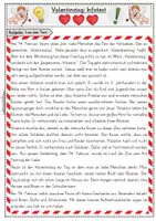 Vorschau - Arbeitsblätter - Valentinstag: Infotext + Fragen zum Text für Klasse 2-4 - Seite 2