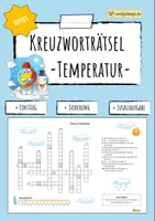 Vorschau - Arbeitsblätter - TEMPERATUR & Thermometer - Kreuzworträtsel - Deckblatt