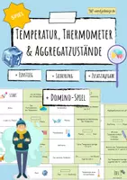 Vorschau - Arbeitsblätter - TEMPERATUR, Thermometer & Aggregatzustand - Domino - Deckblatt