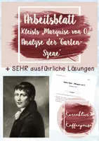 Vorschau - Arbeitsblätter - Arbeitsblatt / Übungsklausur - Analyse der 'Garten-Szene' (S. 33f.) - "Marquise von O..." - Verhalten & Beziehung der Figuren, Sprache, Erzähltechnik - Deckblatt