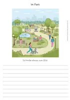 Vorschau - Arbeitsblätter - Schreiben zu Bild: im Park (Wimmelbild, kreatives Schreiben) - Deckblatt