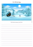 Vorschau - Arbeitsblätter - Schreiben zu Bild: Wintertag (kreatives Schreiben) - Deckblatt