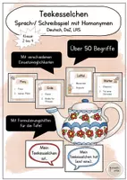 Vorschau - Spiele - Teekesselchen - Begriffe raten: Sprachspiel für Deutsch, DaZ, LRS, Vertretungsstunden oder zwischendurch - über 50 Karten - Deckblatt
