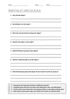 Vorschau - Arbeitsblätter - AB mit Fragen zum Thema "Alpen" + Lösungsblatt + Mindmap + Infografik - Deckblatt