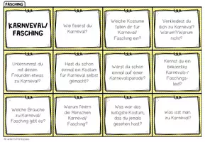 Vorschau - Aufgabenkarten - Karneval und Fasching – Gesprächskarten und Sprechanlässe | Plauderkärtchen - Seite 1