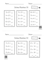 Vorschau - Arbeitsblätter - Plusaufgaben im Zehnerraum / Schöne Päckchen (12 AB DIN A5 mit Lernvideolink) - Seite 1