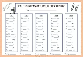 Vorschau - Arbeitsblätter - Rechtschreibmarathon "H oder kein H?" - Dehnungs-h - Seite 1