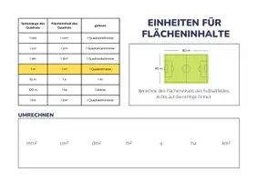 Vorschau - Arbeitsblätter - Flächeninhalte und Einheiten - Deckblatt