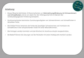 Vorschau - Fördermaterial/Inklusion - Klammerkarten: Schneemänner & Schneeflocken - Seite 1