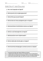 Vorschau - Arbeitsblätter - AB mit Fragen zum Thema "England" + Lösungsblatt + Infografik - Deckblatt