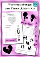 Vorschau - Arbeitsblätter - Wortschatz Liebe A2 DaF DaZ / Valentinstag - als PDF & Word - Deckblatt