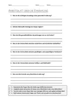 Vorschau - Arbeitsblätter - AB mit Fragen zum Thema "Ernährung" + Lösungsblatt + Mindmap + Infografik - Deckblatt