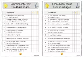 Vorschau - Präsentationen/Tafelbilder - Schreibkonferenz Feedbackbogen / Kreatives Schreiben - Seite 1